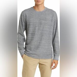 VINCE cotton blend thermal long sleeve pullover grey size M